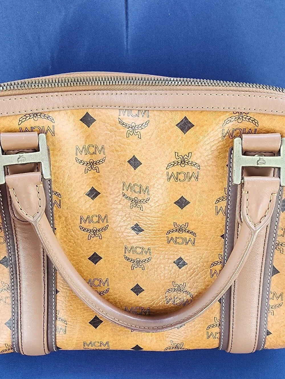 MCM Cognac Visetos Dome Satchel